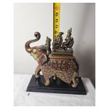 Brass & Enamel Indian Moradabadi Hathi Howdah Figure