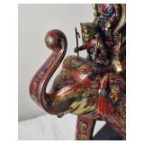 Brass & Enamel Indian Moradabadi Hathi Howdah Figure