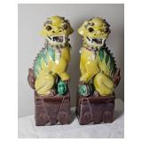 Vintage Sancai Glaze Yellow Foo Dogs