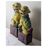 Vintage Sancai Glaze Yellow Foo Dogs