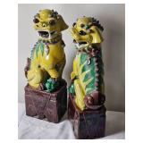 Vintage Sancai Glaze Yellow Foo Dogs