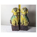 Vintage Sancai Glaze Yellow Foo Dogs