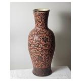 South Vietnamese Red & Black Relief Glaze Vase