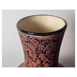 South Vietnamese Red & Black Relief Glaze Vase