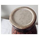 South Vietnamese Red & Black Relief Glaze Vase