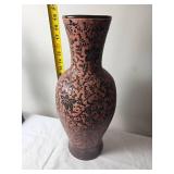 South Vietnamese Red & Black Relief Glaze Vase