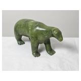 Green Serpentine Walking Bear Inuit Sculpture