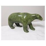 Green Serpentine Walking Bear Inuit Sculpture
