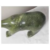 Green Serpentine Walking Bear Inuit Sculpture