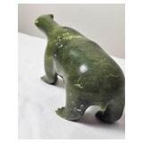 Green Serpentine Walking Bear Inuit Sculpture