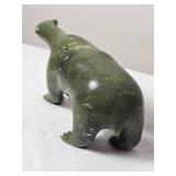 Green Serpentine Walking Bear Inuit Sculpture