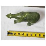 Green Serpentine Walking Bear Inuit Sculpture