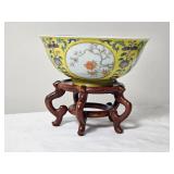 Daoguang Yellow Ground Famille Rose Bowl