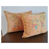 Embroidered Indian Motif Horse Pillows, pair