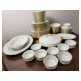 Classic Gold Banded Limoges Porcelain China Service