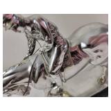 Silver Resin Horse and Jockey Statue by Crosa, 1995