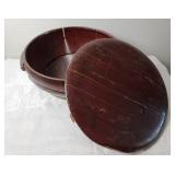 Antique Wooden Chinese Lidded Food Box Basket