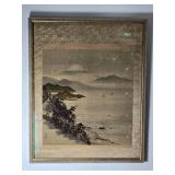 Breathtaking Japanese Fine Art Kakejiku Hanging Scroll - Mount Fuji Over Winter Ocean