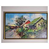Fine Art Original Hawaiian Landscape Painting - Oceanside Homes
