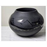 Striking Pueblo Studio Art Ceramic Blackware Pottery - Maria Martinez