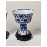 Timeless Chinese Porcelain Stem Cup Pair