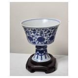 Timeless Chinese Porcelain Stem Cup Pair