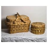 Vintage Handwoven Navajo Basket Pair