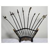 Antique Vietnamese Decorative Weapon Rack with Handpainted Carved Accents