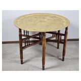 Breathtaking Turkish Brass Hammer Etched Round Accent Table
