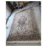 Gorgeous Kashmiri Wool Area Rug - Champagne / Blue / Rose - 9