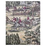 Vintage George III Wingback Armchair with Fox Hunting Upholstery