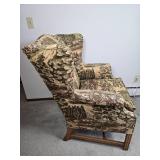 Vintage George III Wingback Armchair with Fox Hunting Upholstery