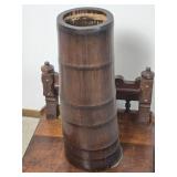 Antique Japanese Meiji Era Carved Wood Vessel Accent Table