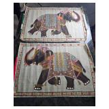 Stunning Vintage Handpainted Indian Silk Pair - Illuminated Elephants