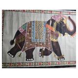 Stunning Vintage Handpainted Indian Silk Pair - Illuminated Elephants