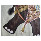 Stunning Vintage Handpainted Indian Silk Pair - Illuminated Elephants