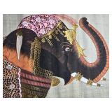 Stunning Vintage Handpainted Indian Silk Pair - Illuminated Elephants
