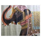 Stunning Vintage Handpainted Indian Silk Pair - Illuminated Elephants
