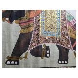Stunning Vintage Handpainted Indian Silk Pair - Illuminated Elephants