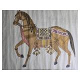 Stunning Vintage Handpainted Indian Silk - Dressed Horse