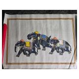 Stunning Vintage Handpainted Indian Silk - Elephant Parade