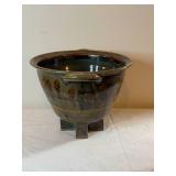 Vintage Drip Glaze Footed Vessel
