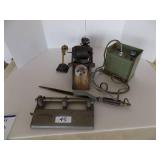 Lot Of Miscellaneous Items: CB Antenna, Steel Sewing Machine Motor, Electrical Box