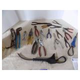 Lot Of Pliers, Snap Ring Pliers, Snips, Filter Wrenches Total Count: 20