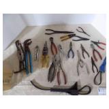 Lot Of Pliers, Snap Ring Pliers, Snips, Filter Wrenches Total Count: 20