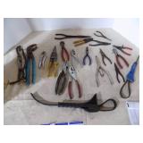 Lot Of Pliers, Snap Ring Pliers, Snips, Filter Wrenches Total Count: 20