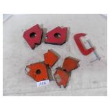 6 Magpita L Welding Magnets & 4" Hand Clamp