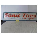 Sonic Tire Sign "Printhase The Tire Of The Future" Sign, No Rust Or Bullet Holes 16" By 59"