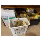 Collection of Garden Supplies Including Peat Moss and Earth Science Sulfur