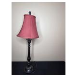 Pair of Elegant Table Lamps with Red Shades